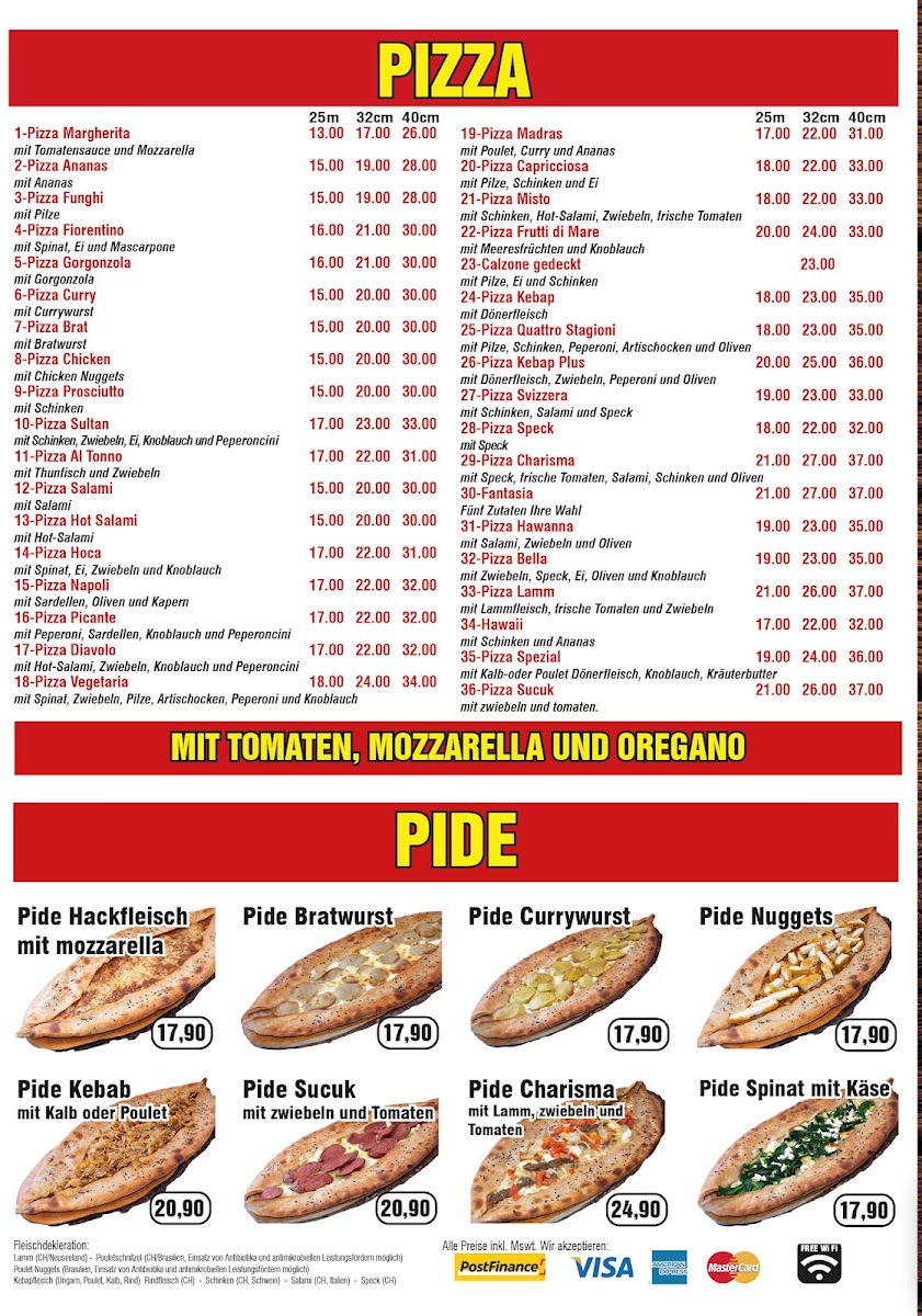 Charisma Sierre Kebab et Pizza Photo Menu 1