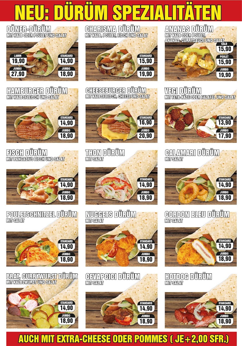 Charisma Sierre Kebab et Pizza Photo Menu 2