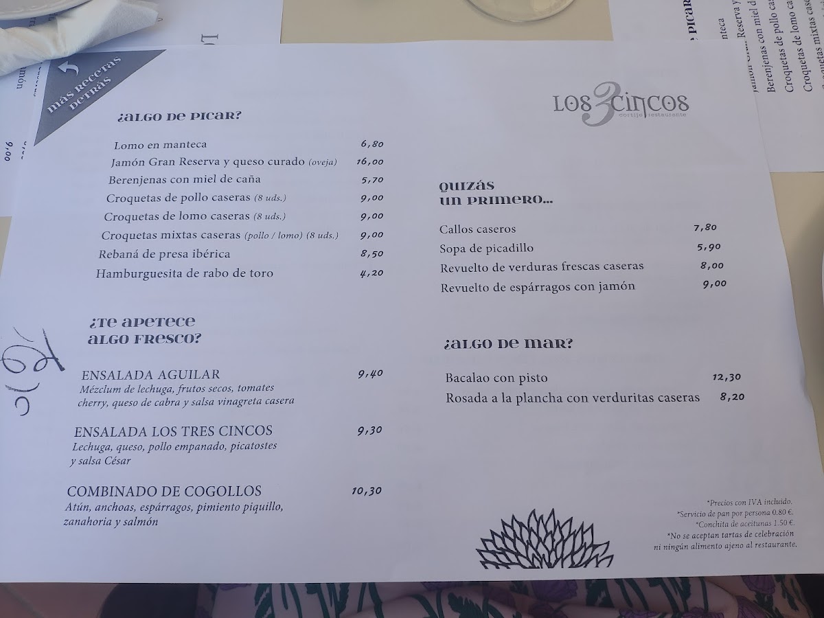 Restaurante Los Tres Cincos Photo Menu 2
