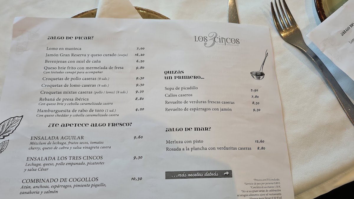Restaurante Los Tres Cincos Photo Menu 3