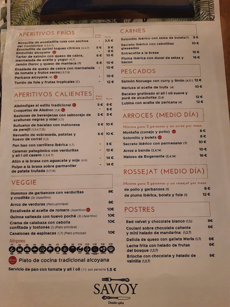 Restaurante Savoy en Alcoy Photo Menu 3