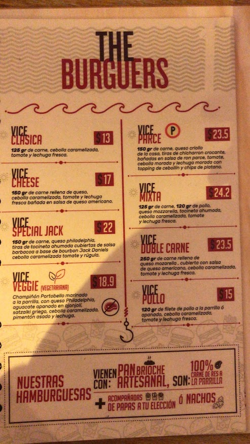 The Vice Burger Photo Menu 2