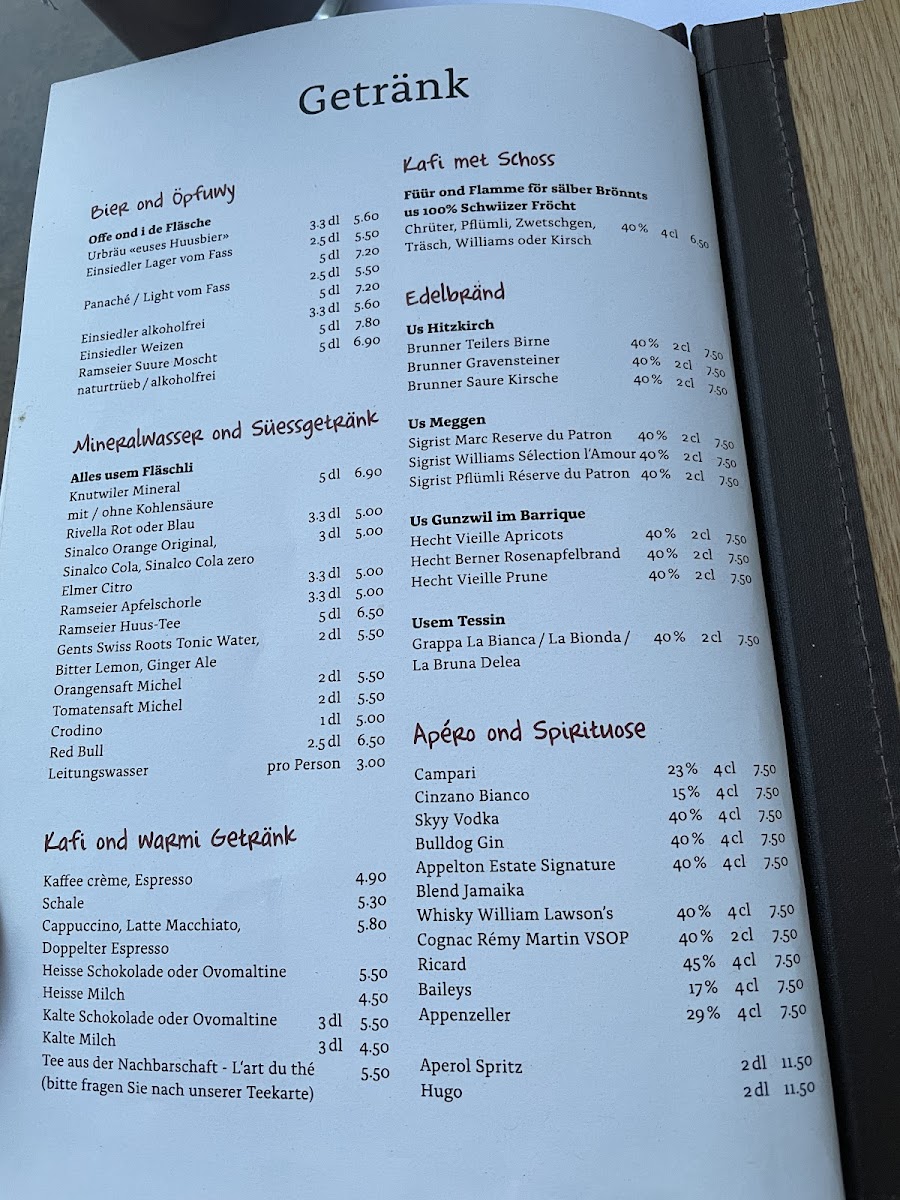 Wirtshaus Taube Luzern Photo Menu 6