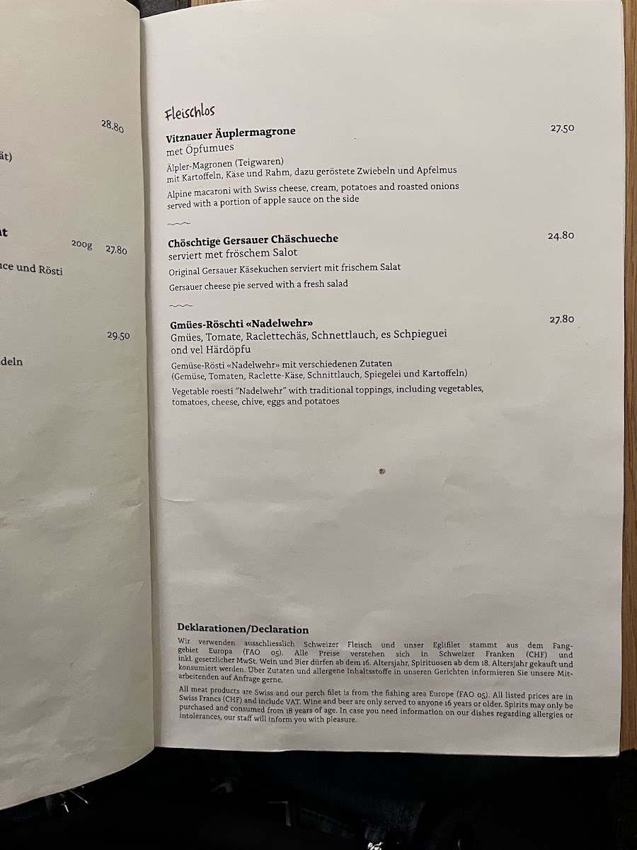 Wirtshaus Taube Luzern Photo Menu 9