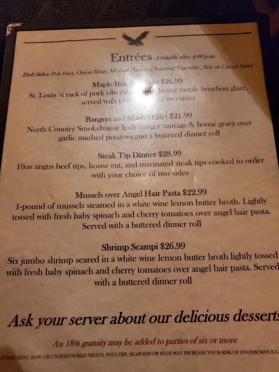 Hawk's Nest Lodge & Restaurant Photo Menu 5
