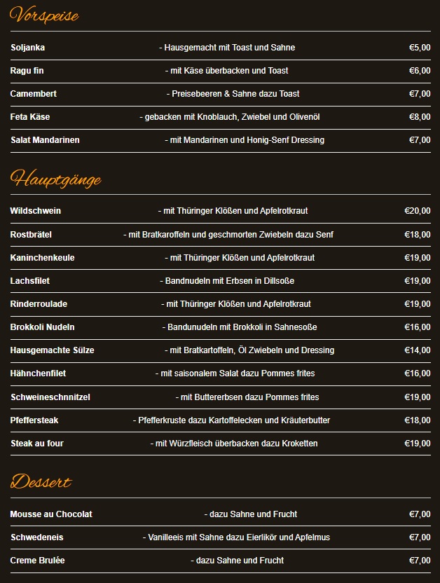 Gaststätte und Pension 'Zum Obstler' Photo Menu 1