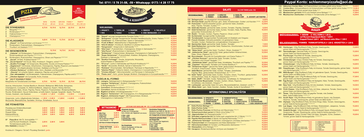 Schlemmer Pizza Fellbach Photo Menu 1