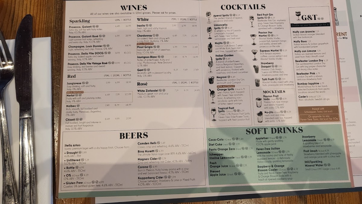 Bella Italia - Cambridge Leisure Park Photo Menu 1