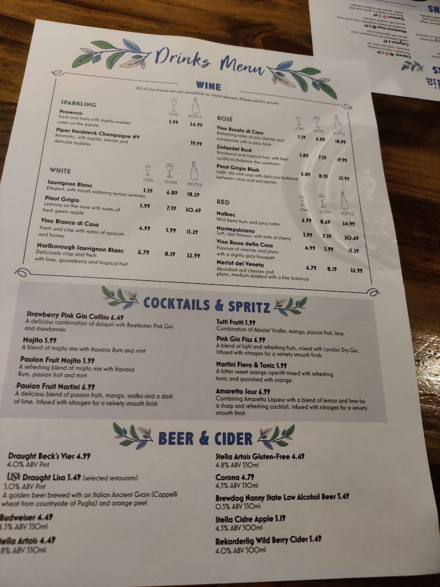 Bella Italia - Cambridge Leisure Park Photo Menu 8