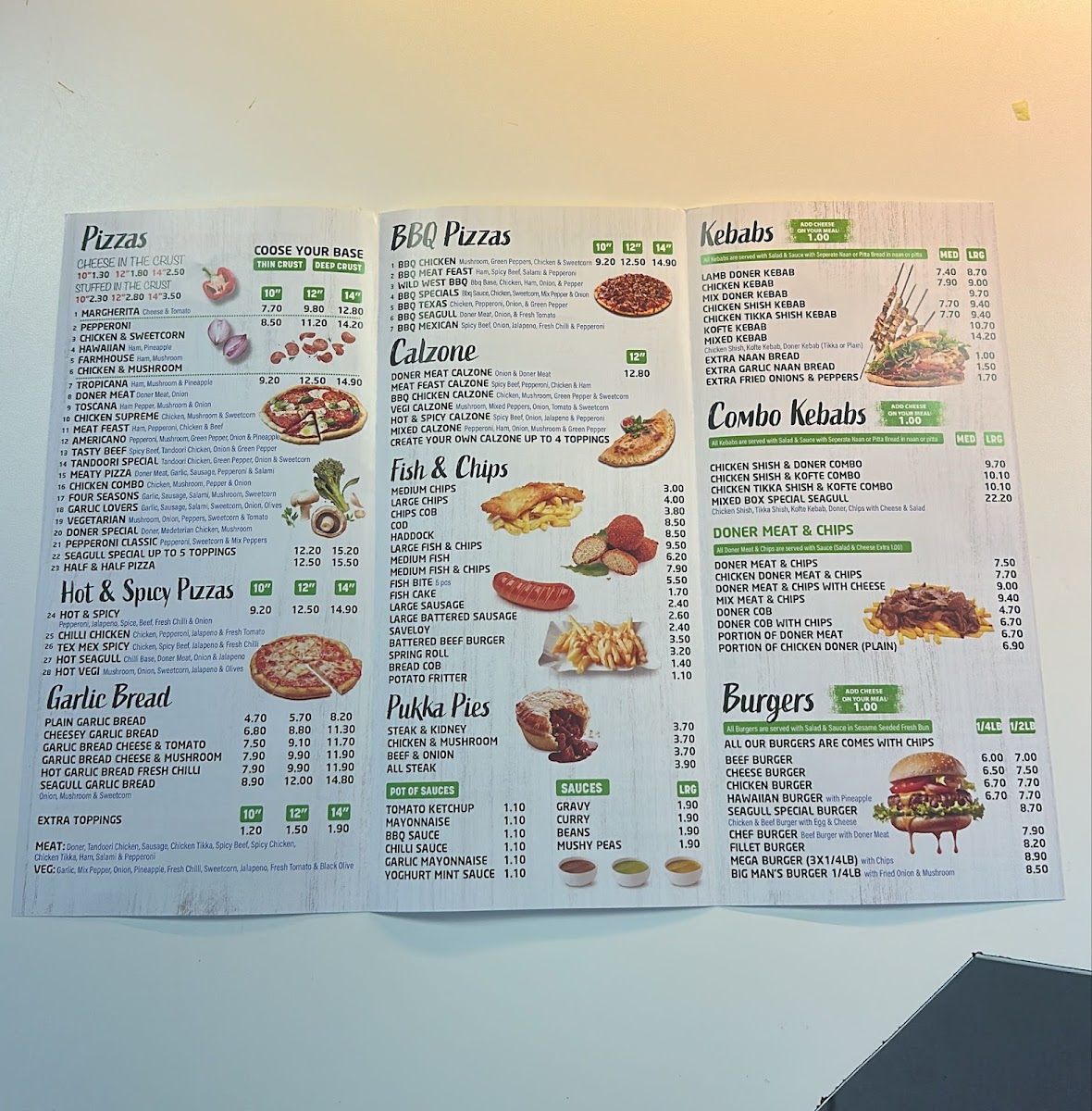 Seagull Fish Bar Pizza & Kebab Photo Menu 1