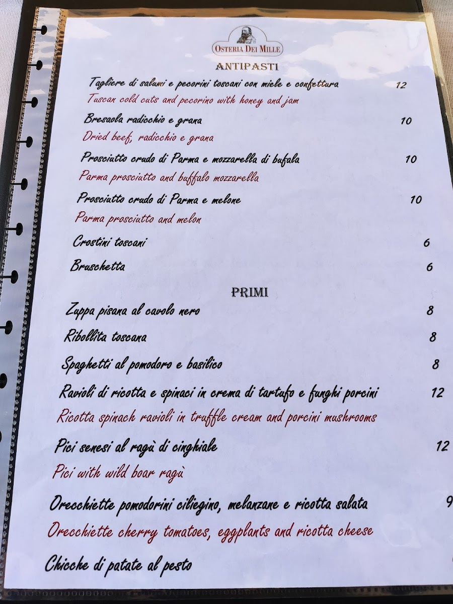 Ristorante Osteria Dei Mille Pisa Photo Menu 3