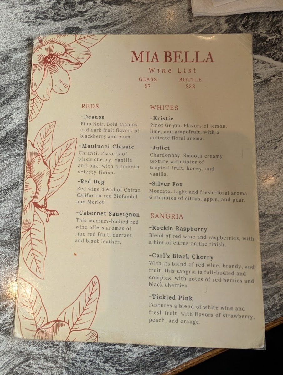 Mia Bella Italian Kitchen Photo Menu 1