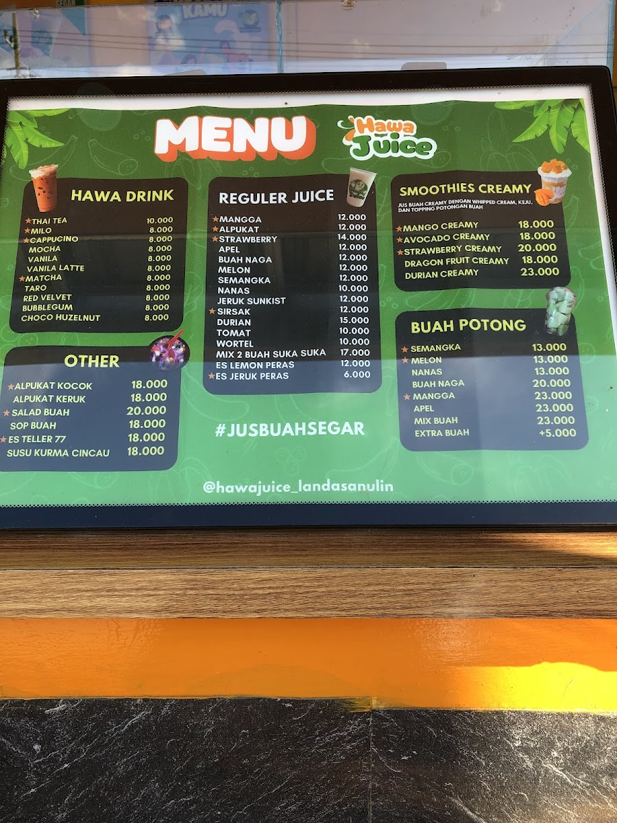 Hawa Juice & Smoothies Photo Menu 2