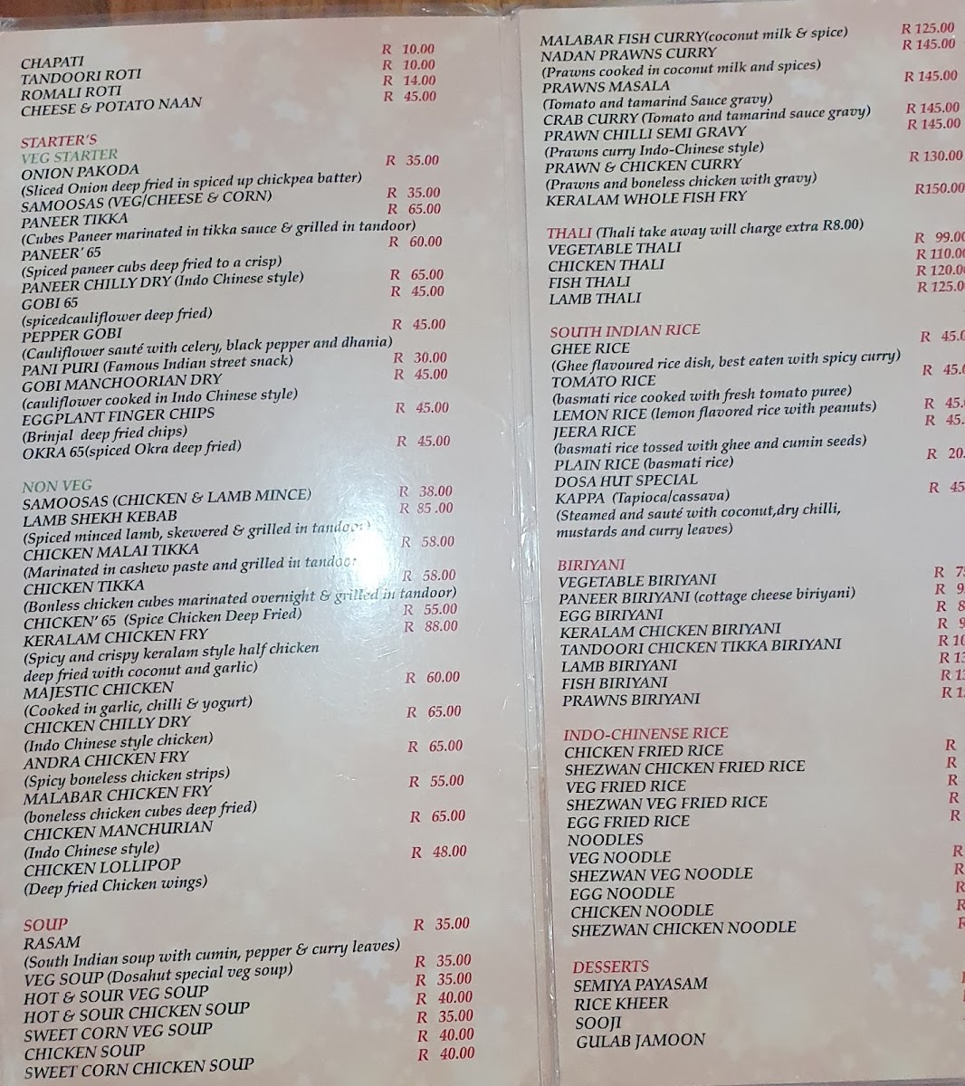 Dosa Hut Fourways Photo Menu 6
