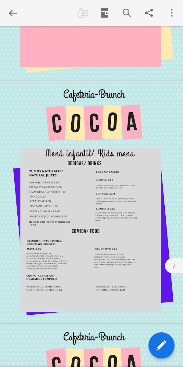 Cocoa - Cafetería Familiar Photo Menu 1