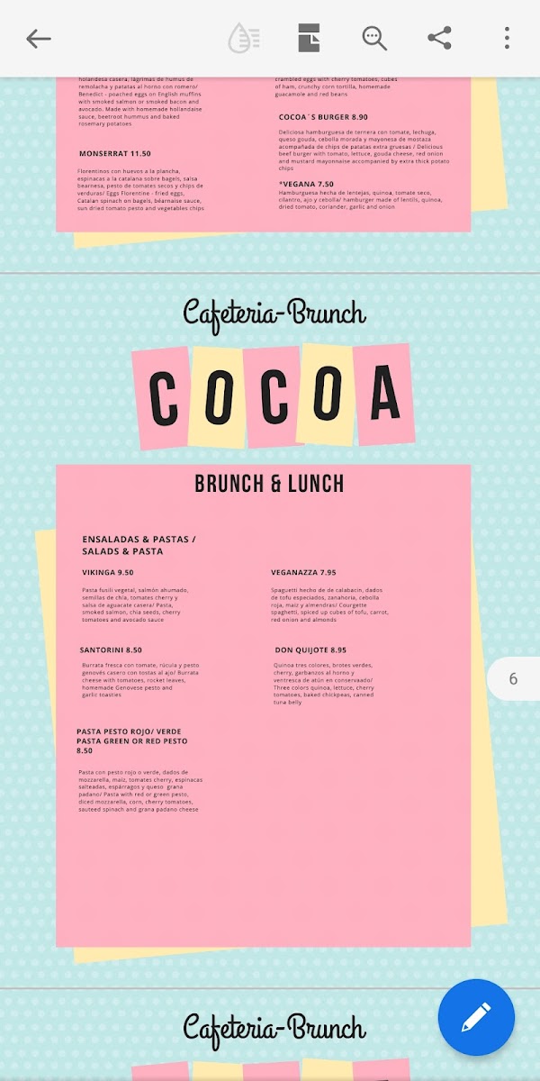 Cocoa - Cafetería Familiar Photo Menu 2