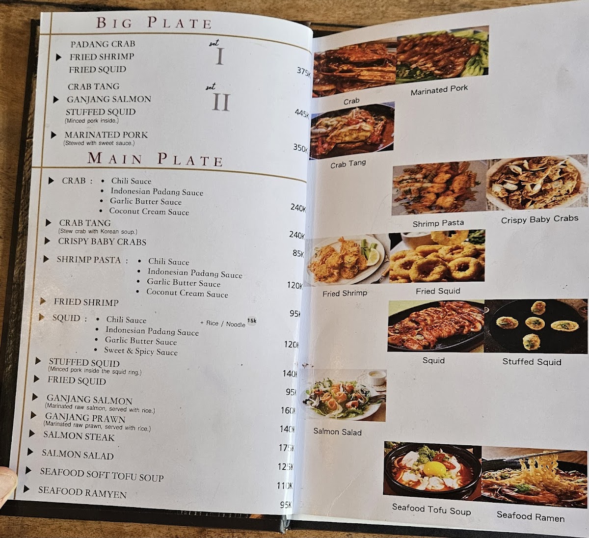 THE BALI CRAB Photo Menu 1