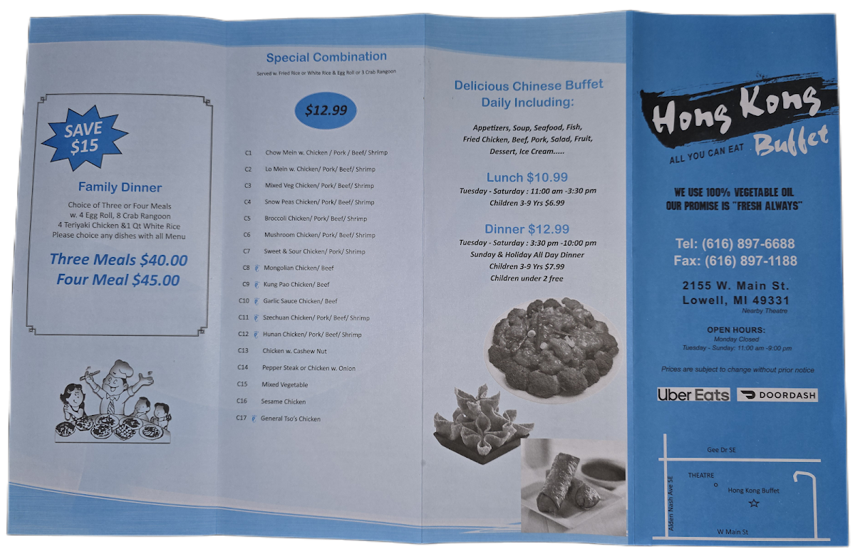 Hong Kong Buffet Photo Menu 1