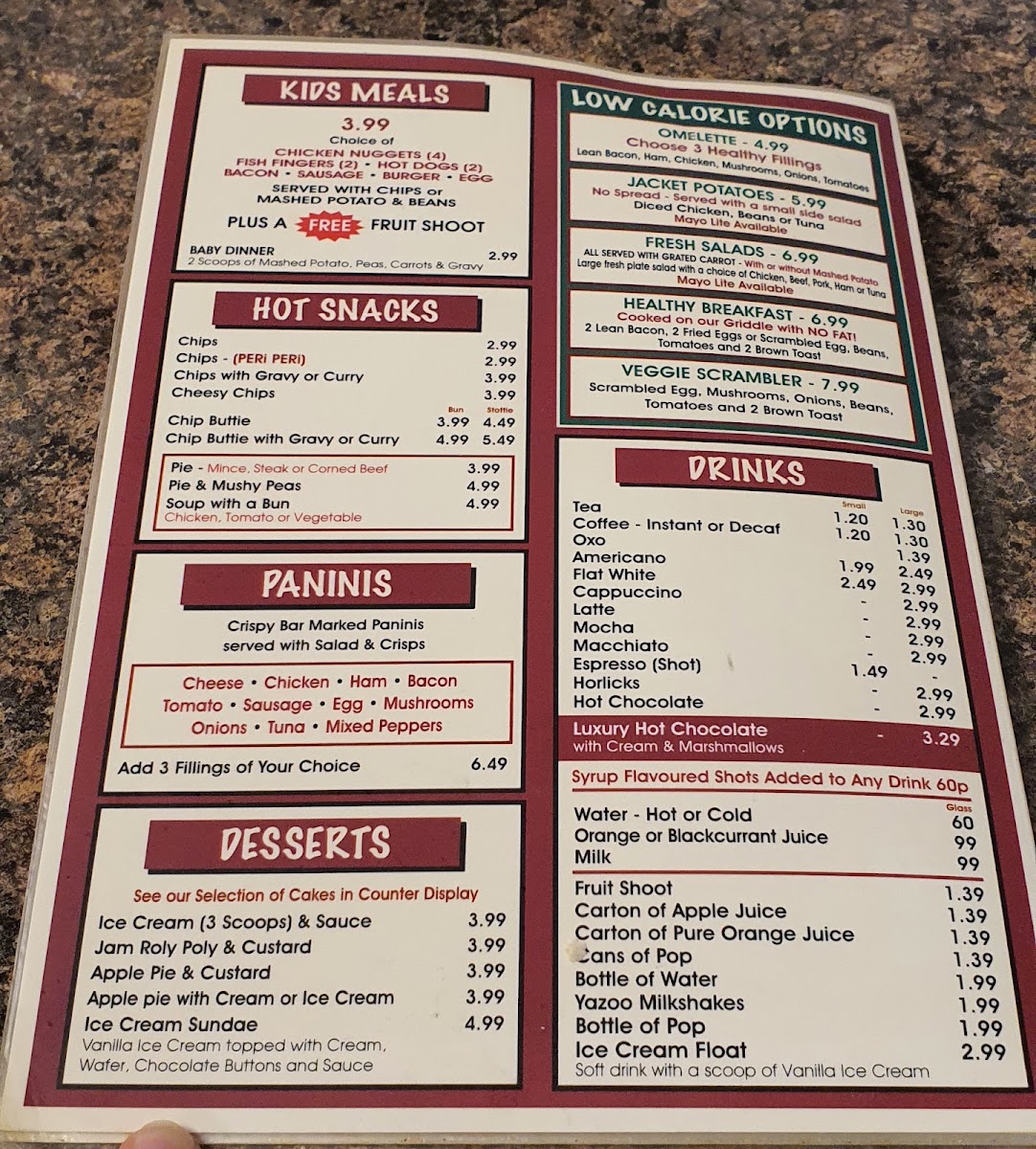 Cafe L Photo Menu 1