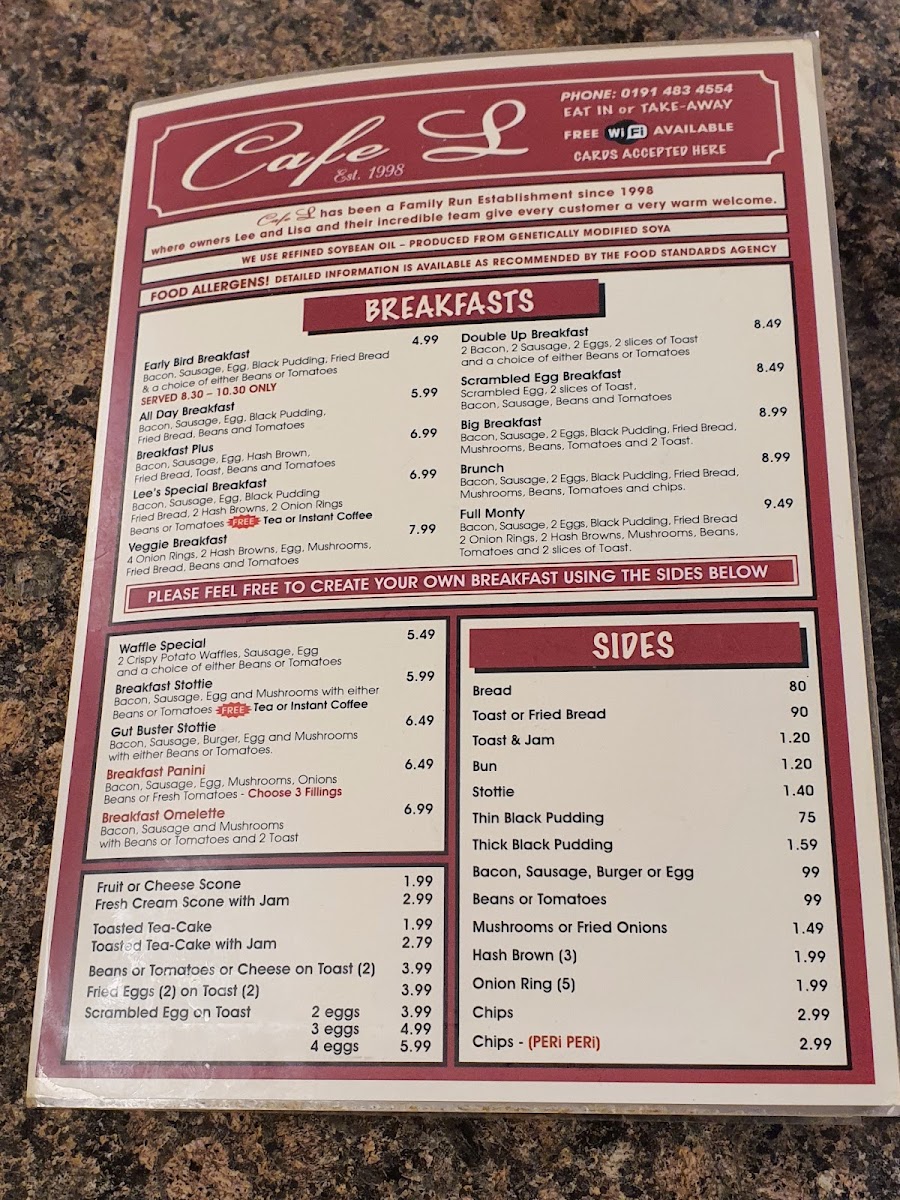 Cafe L Photo Menu 2