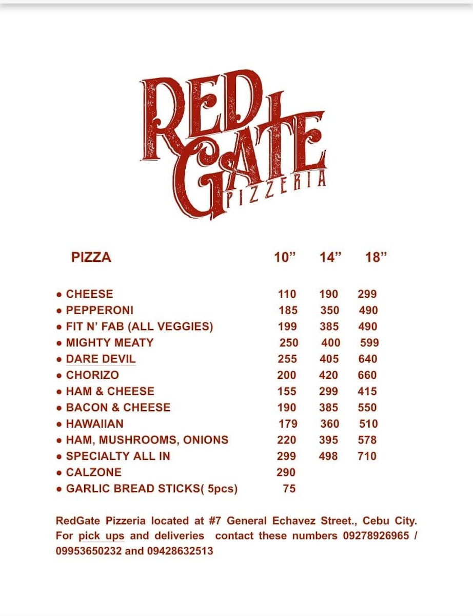 RedGate Pizzeria Photo Menu 7