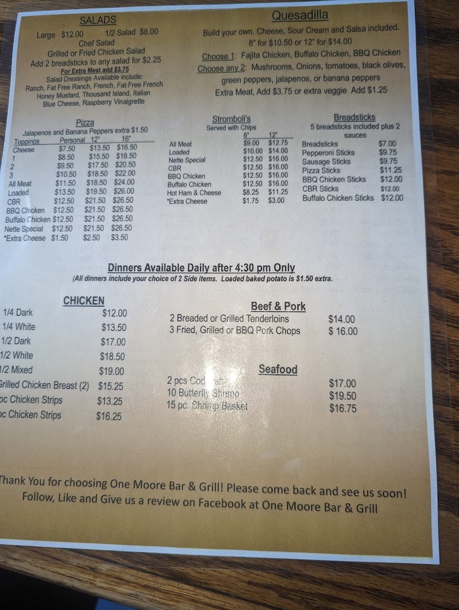 One Moore Bar & Grill Photo Menu 4