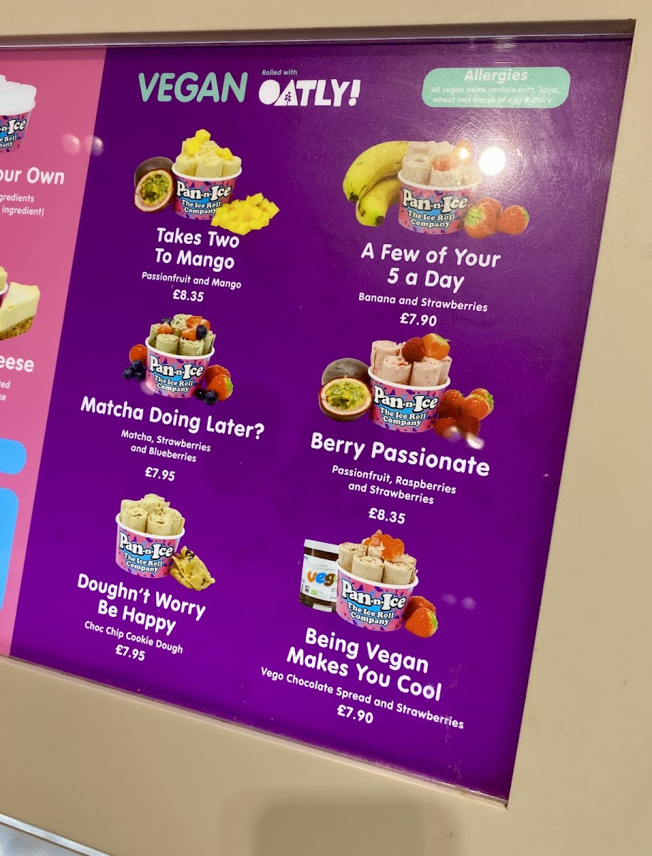 Pan-n-Ice Westfield Stratford Photo Menu 1