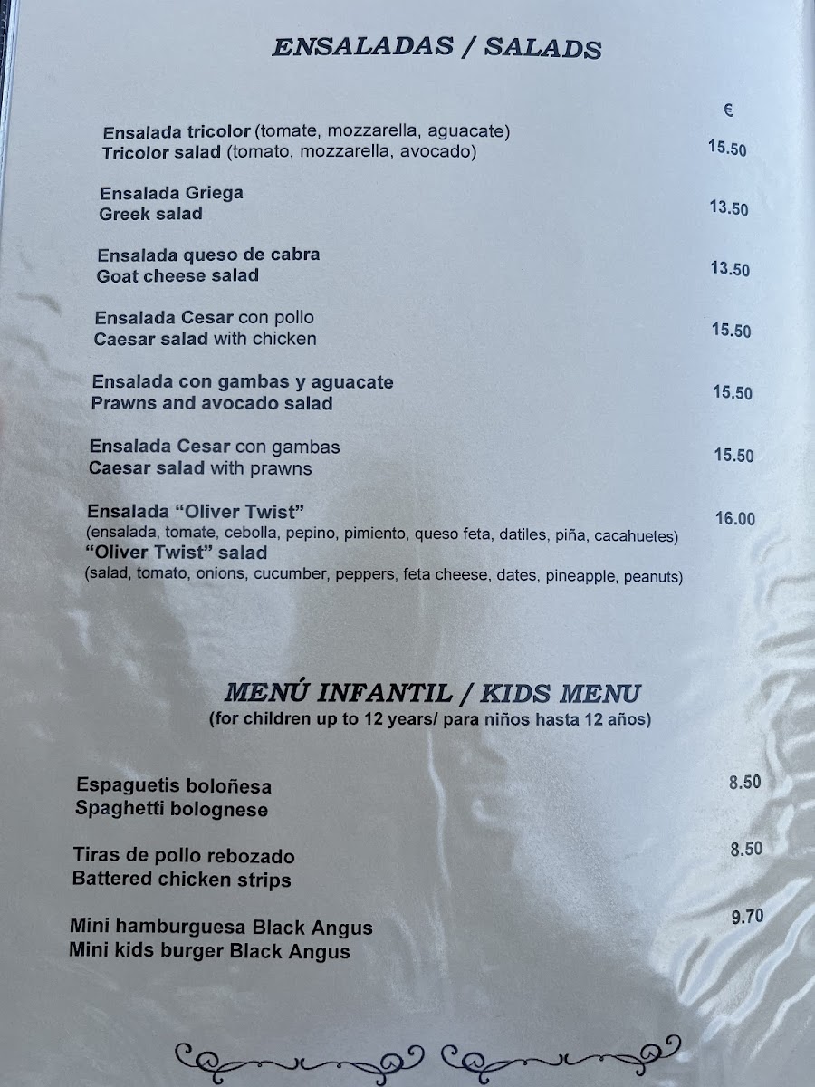 Oliver Twist Restaurant Photo Menu 3