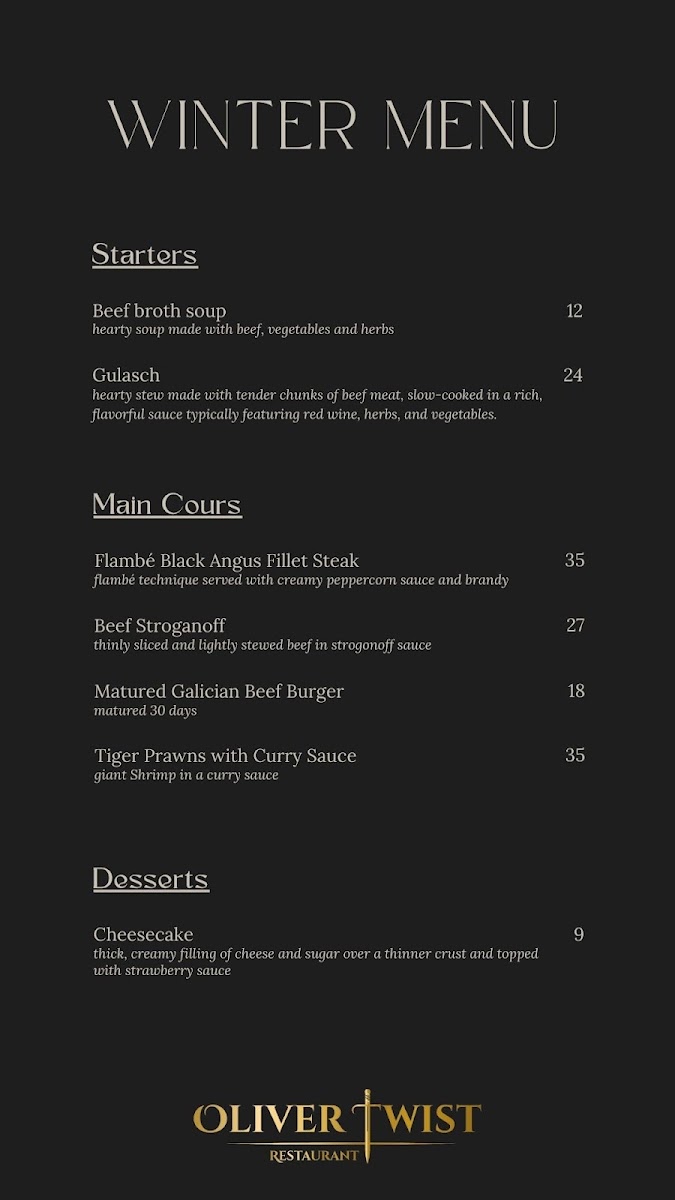 Oliver Twist Restaurant Photo Menu 5