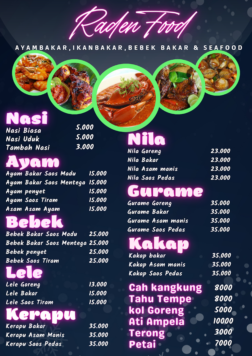 Radenfood Bebek bakar dan seafood Photo Menu 1