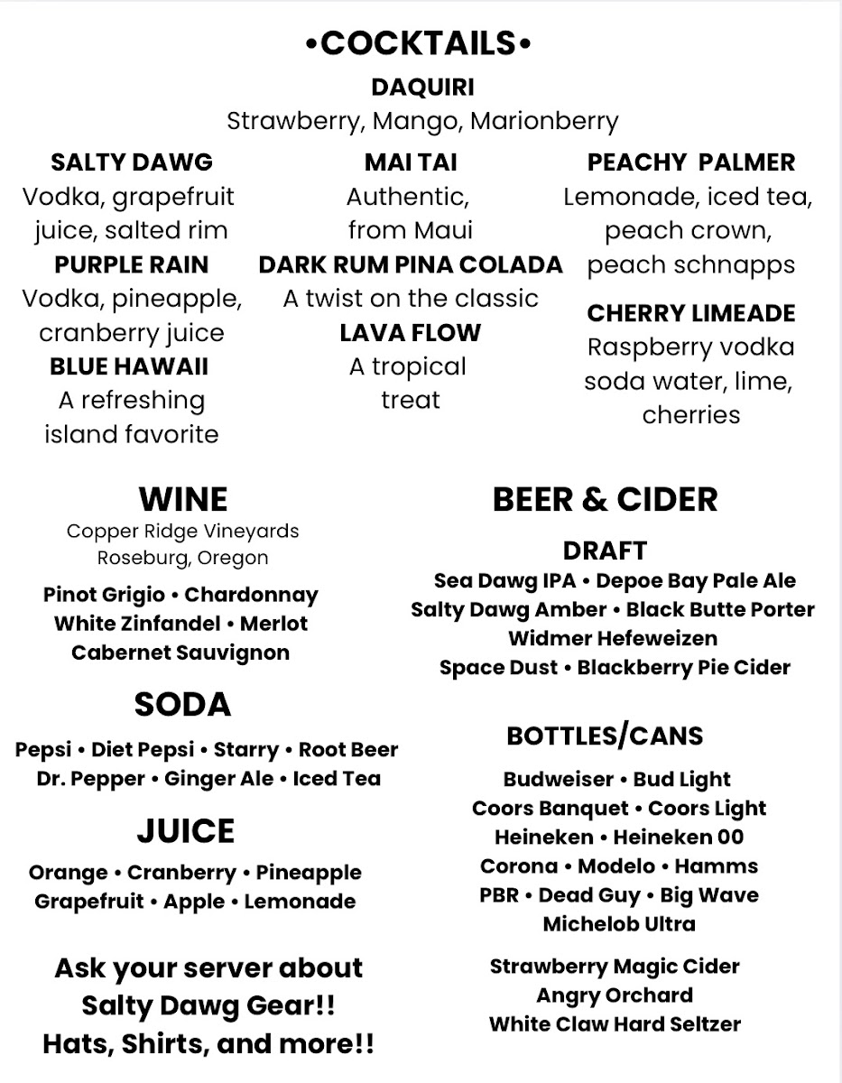 Salty Dawg Bar & Grill Photo Menu 2
