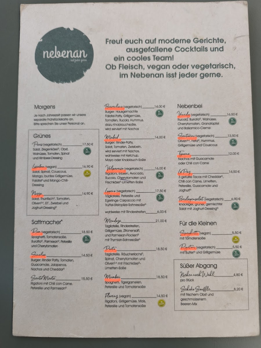 Restaurant Nebenan Bahnstadt Photo Menu 1