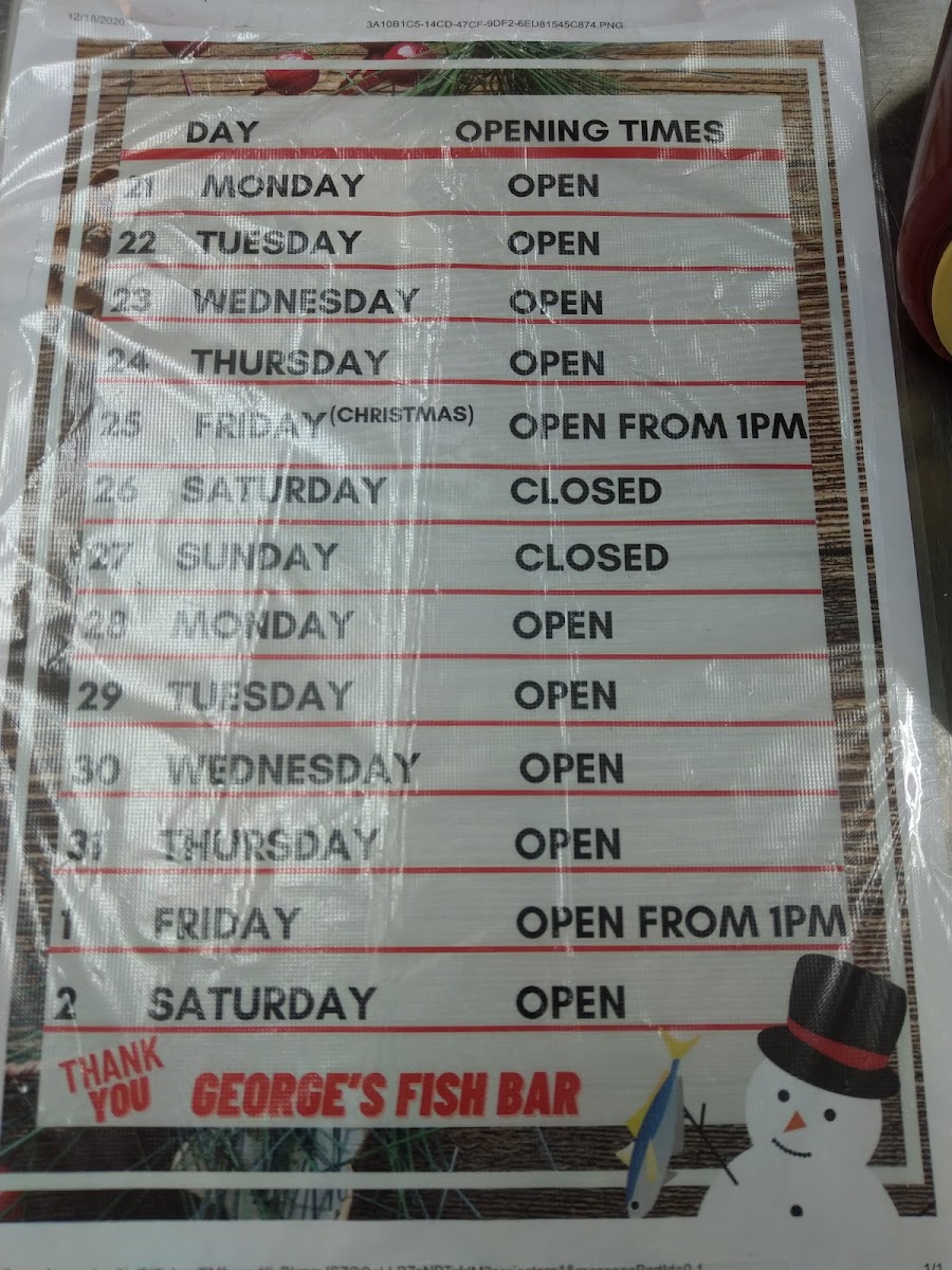 George’s Fish Bar Photo Menu 6