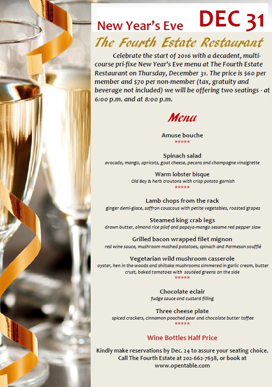 The Fourth Estate Restaurant Photo Menu 1
