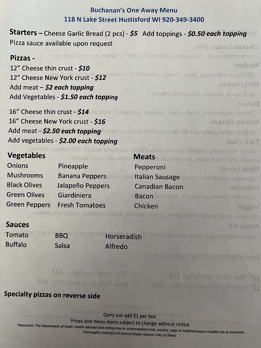 Buchanan’s One Away Photo Menu 3