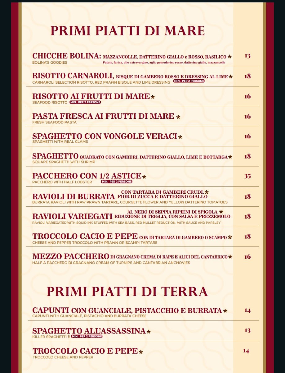 Bolina Photo Menu 1