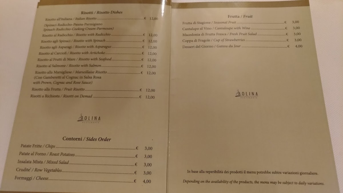 Bolina Photo Menu 9