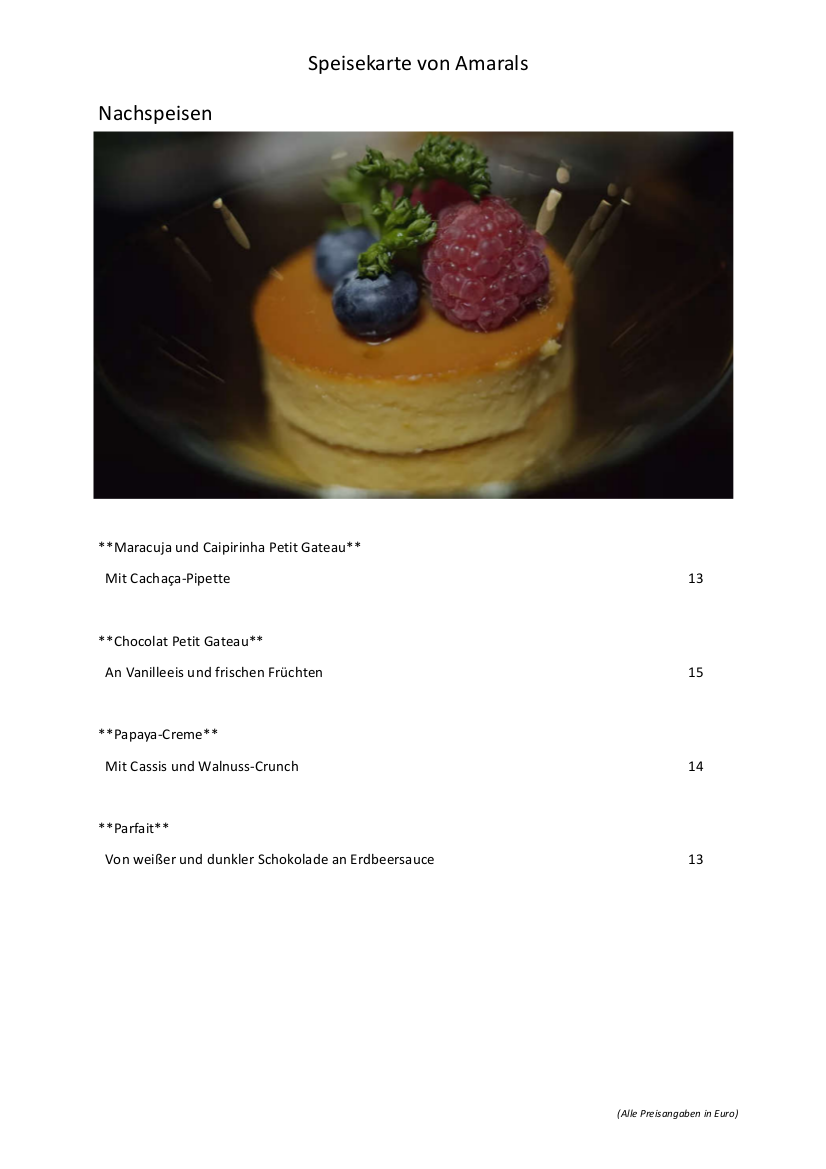 Amarals Restaurant Photo Menu 2
