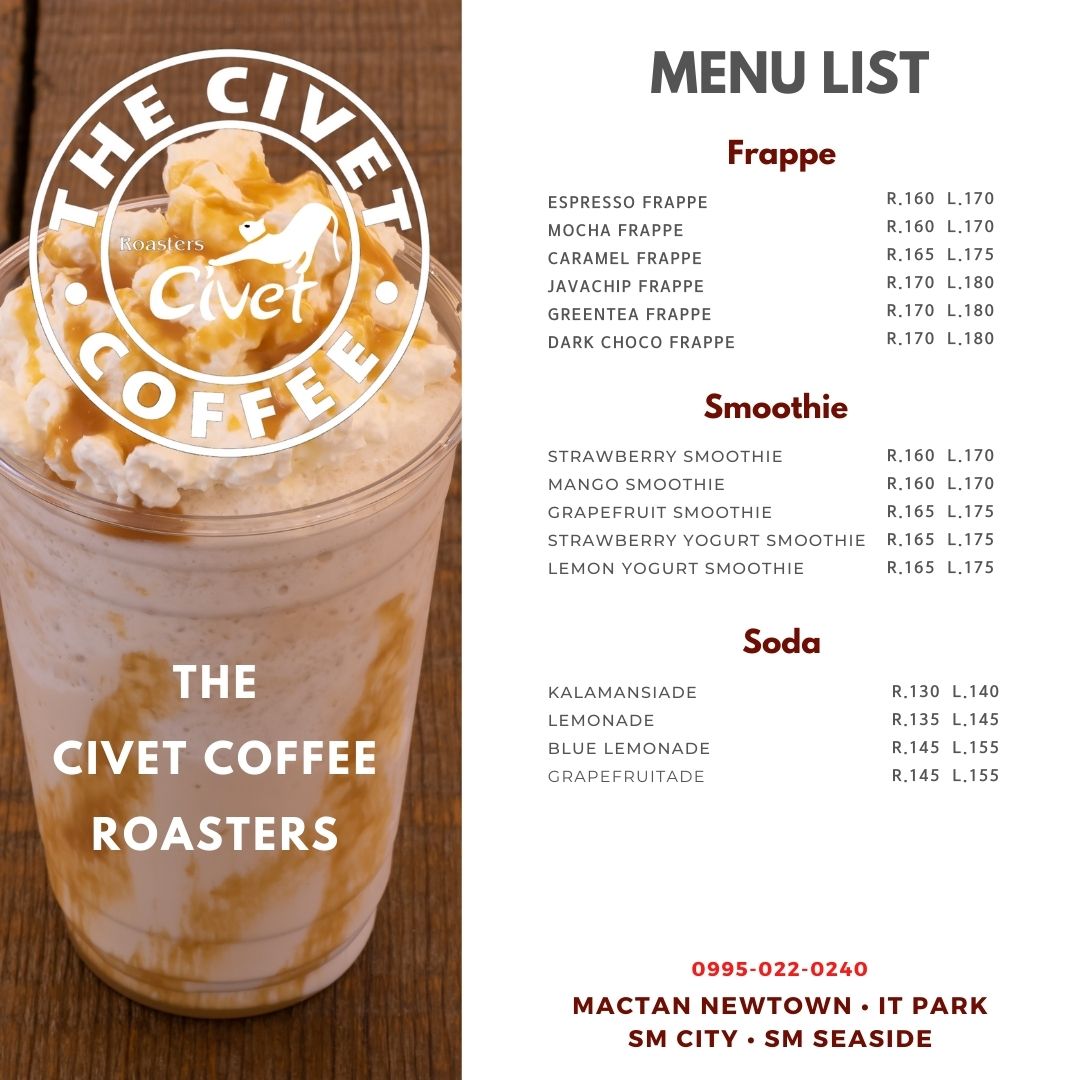The Civet Coffee Roasters Photo Menu 1