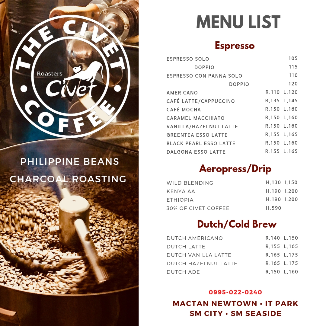 The Civet Coffee Roasters Photo Menu 2