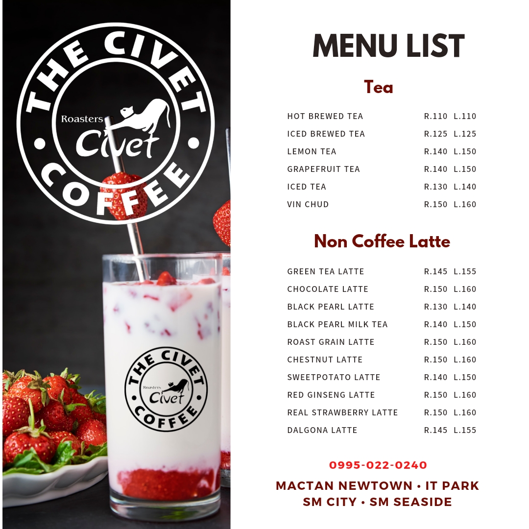 The Civet Coffee Roasters Photo Menu 3