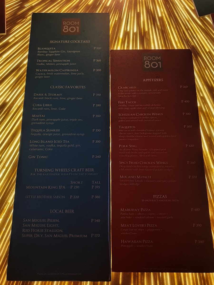 Room 801 Rooftop Bar and Restaurant Photo Menu 4