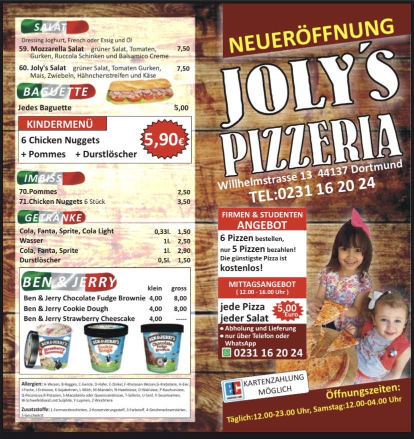 Joly's Pizzeria Dortmund Photo Menu 3