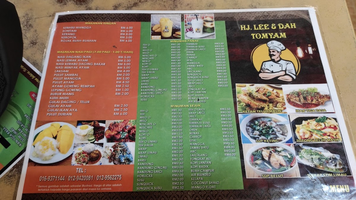 Restoran Hj. Lee & Dah Tomyam Photo Menu 3