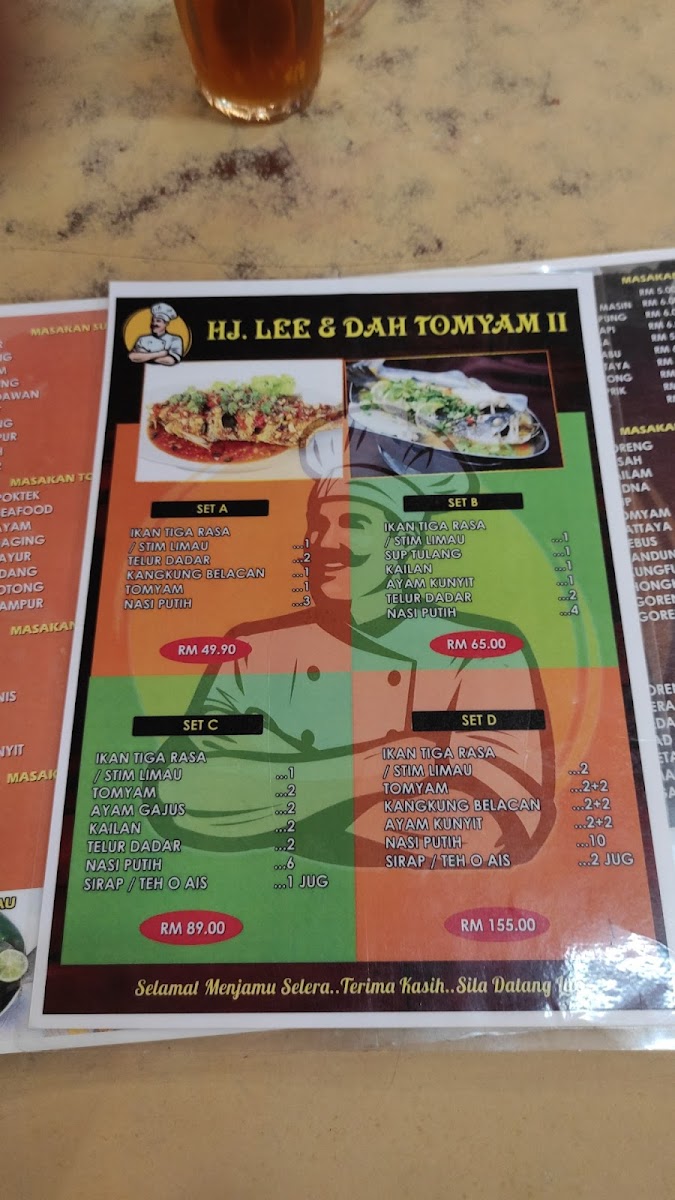 Restoran Hj. Lee & Dah Tomyam Photo Menu 7