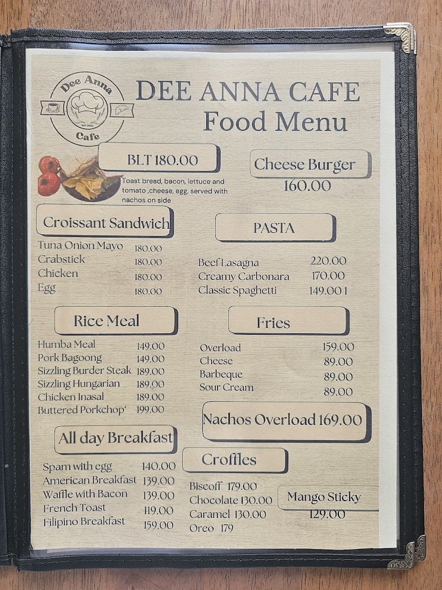 Dee Anna Cafe Photo Menu 2