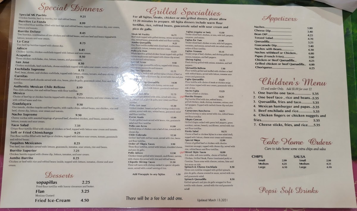 Mi Pueblo Mexican Restaurant Photo Menu 8