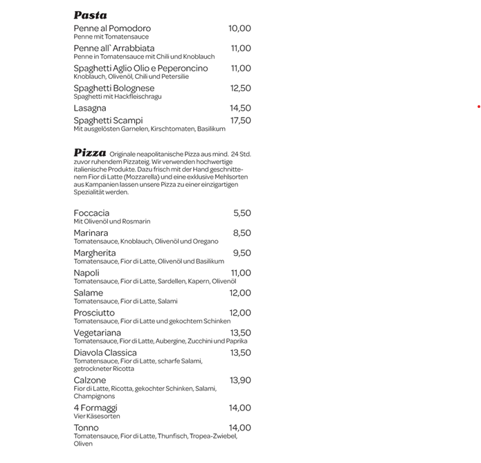 La Tombola Pizzeria & Trattoria Photo Menu 2