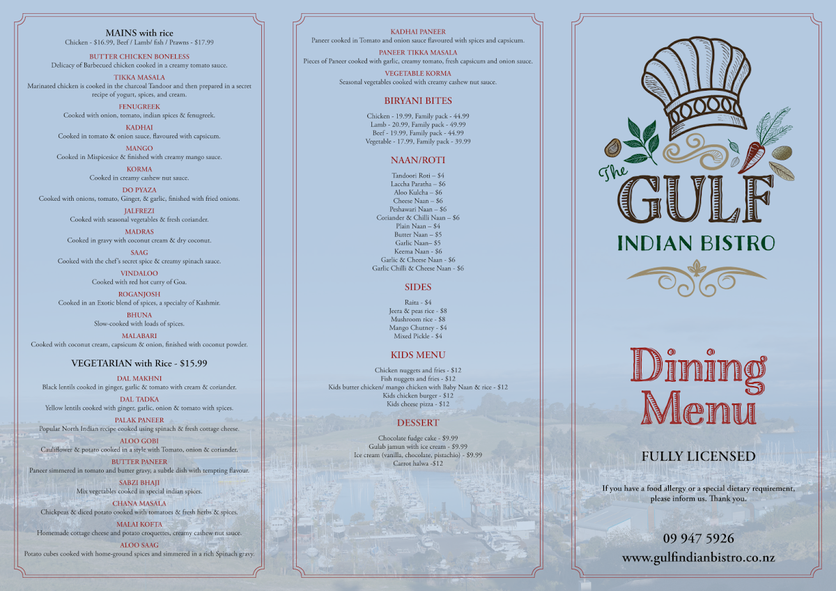 The Gulf - Indian Bistro | Gulf Harbour Photo Menu 2