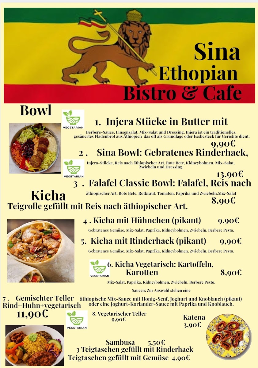 Sina Ethiopian Bistro & Cafe Photo Menu 1